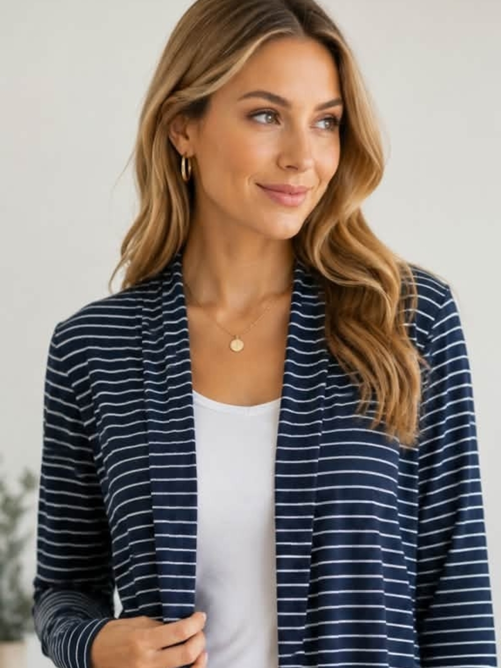 Joe Fresh Navy and White Striped Cardigan